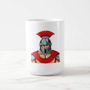 Head ancient warrior in helmet and armor coffee mug