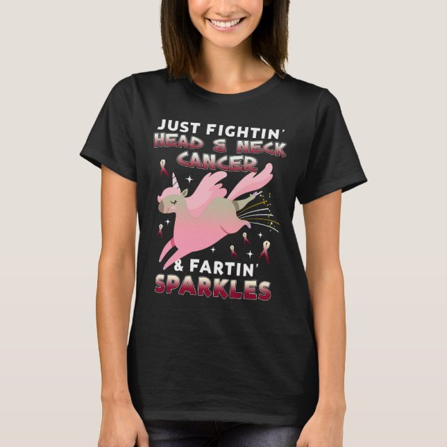 head and neck appendix cancer unicorn farting T-Shirt (Front)