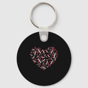 Head And Neck Cancer Awareness Burdy Ivory Ribbon Key Ring