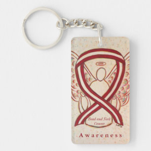 Head and Neck Cancer Awareness Ribbon Keychain