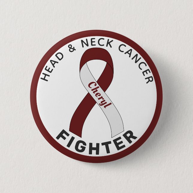 Head and Neck Cancer Fighter Ribbon White Button (Front)