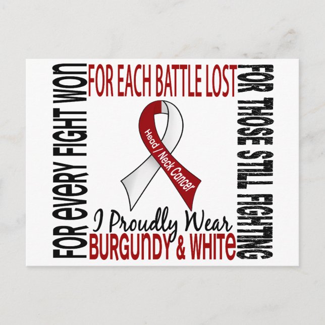 Head And Neck Cancer I Proudly Wear Burgundy White Postcard (Front)