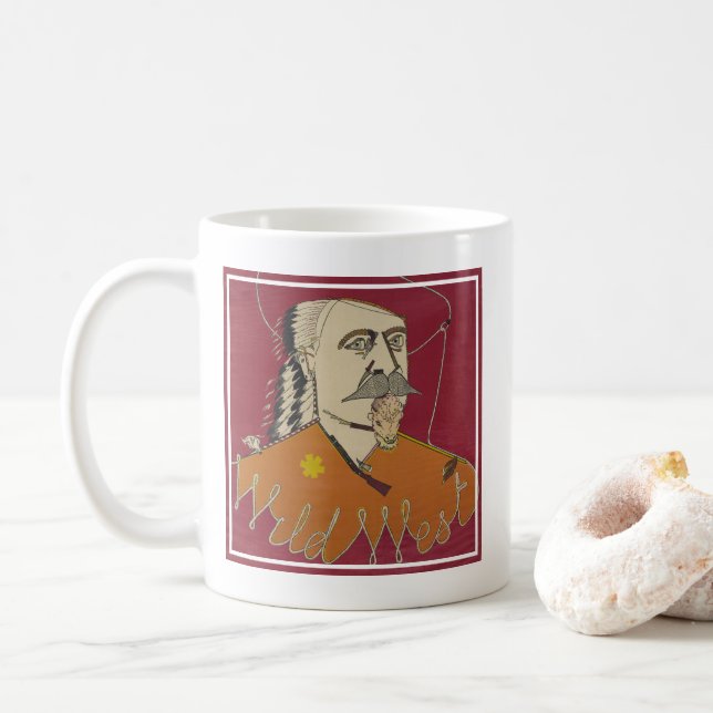 Head-And-Shoulders Portrait Of Buffalo Bill Coffee Mug (With Donut)