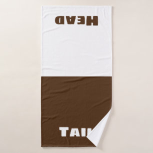 Head and Tail Fun Brown and White Bath Towel