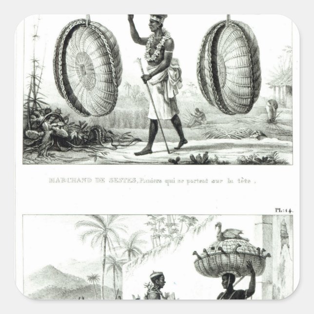 Head baskets and a poultry seller square sticker (Front)