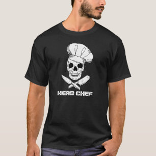 Head Chef Cool Skeleton in a Chef Hat Design T-Shirt