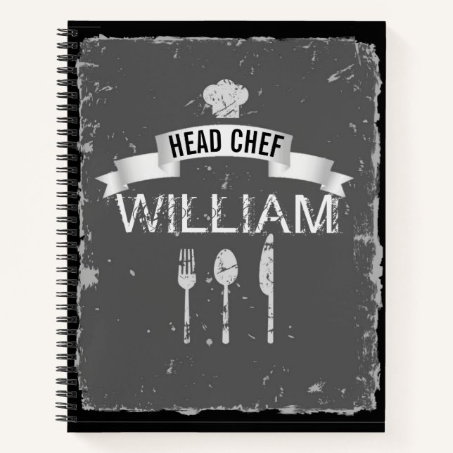 Head Chef grey recipe book for men (Front)