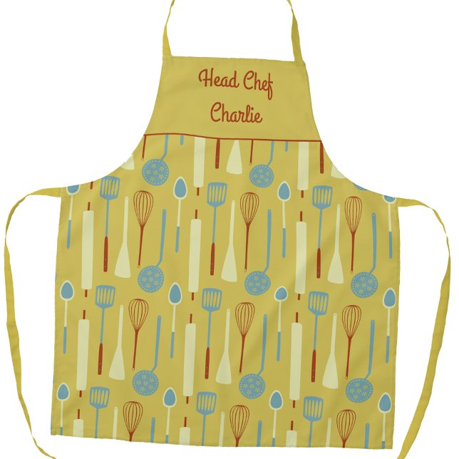 Head Chef Personalised Apron (Head Chef personalized vintage kitchen apron with editable text)