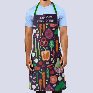 Head Chef Personalised Modern Vegetable Pattern Apron