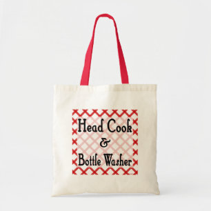 Head Cook and Bottle Washer Funny Saying Tote Bag