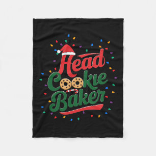 Head Cookie Baker Christmas Cookie Baking Fleece Blanket