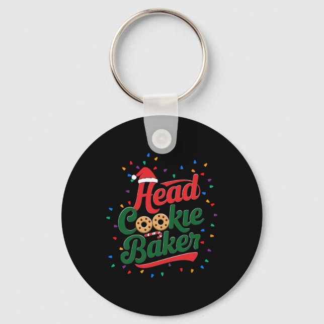 Head Cookie Baker Christmas Cookie Baking  Key Ring (Front)