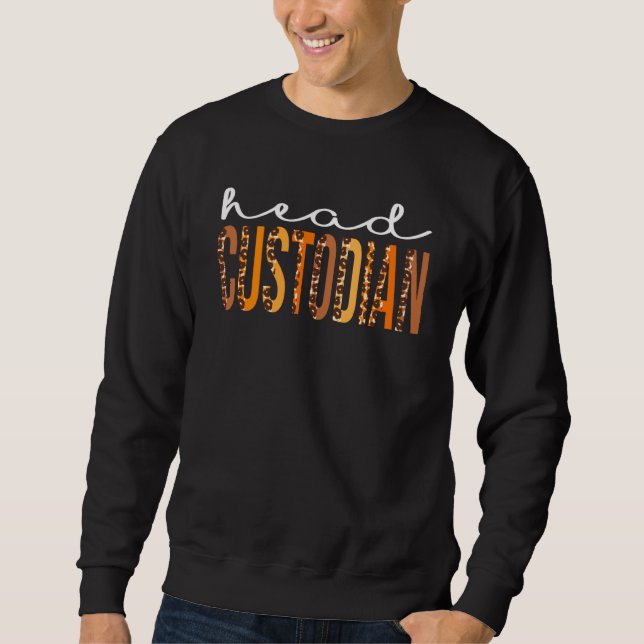 Head Custodian Leopard Squad Cute Fall Autumn Than Sweatshirt (Front)