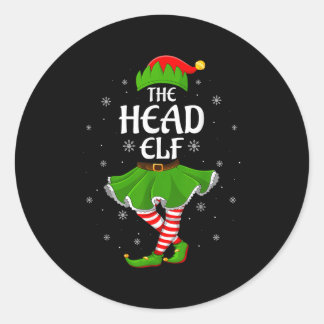 Head Elf Christmas Family Girls Women Elf Squad Xm Classic Round Sticker