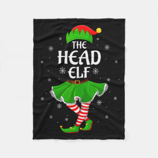 Head Elf Christmas Family Girls Women Elf Squad Xm Fleece Blanket