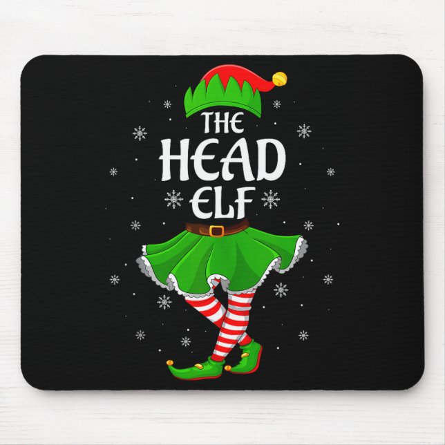 Head Elf Christmas Family Girls Women Elf Squad Xm Mouse Pad (Front)