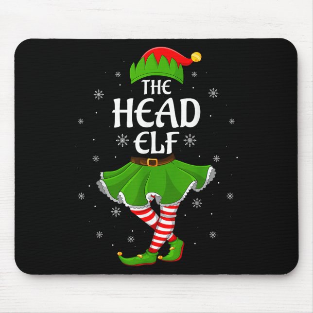Head Elf Christmas Family Girls Women Elf Squad Xm Mouse Pad (Front)