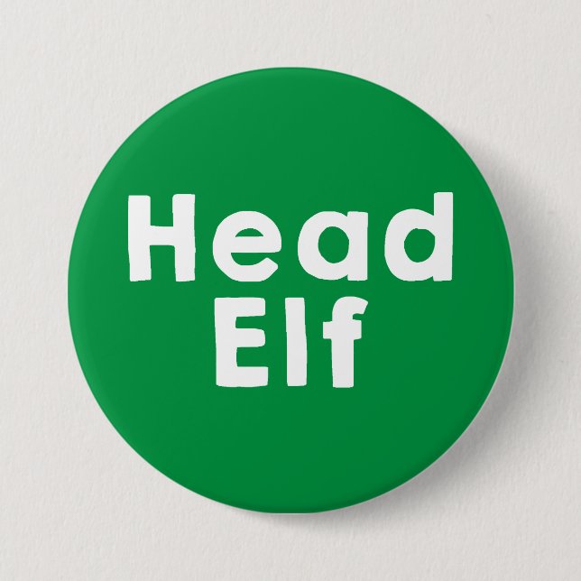 Head Elf Green 7.5 Cm Round Badge (Front)