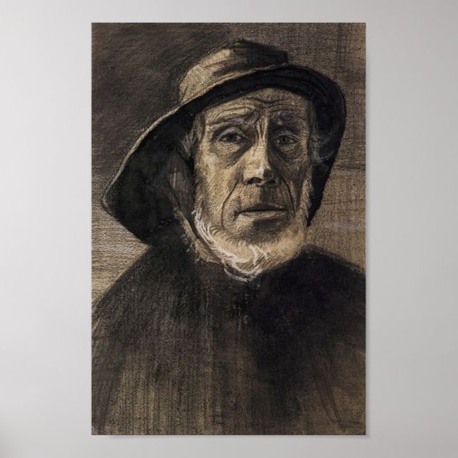 Head Fisherman, Beard Sou'wester, Vincent van Gogh Poster (Front)