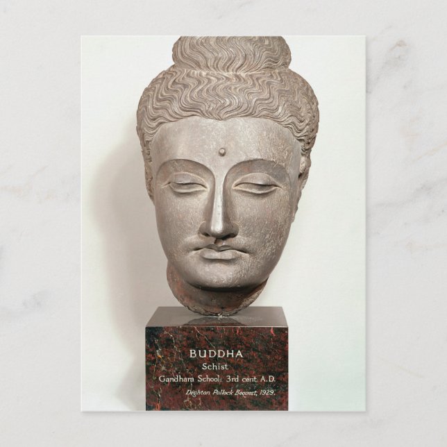 Head from a statue of the Buddha, from Postcard (Front)