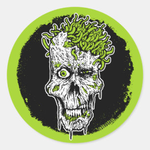 Head Full of Worms round sticker