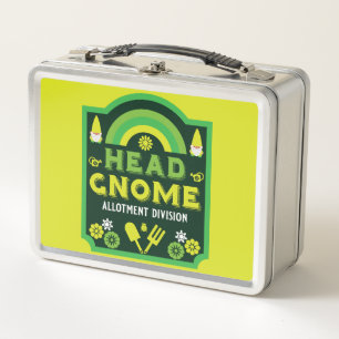 Head Garden Gnome Allotment Garden Metal Lunch Box