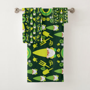 Head Garden Gnome Gardener Bath Towel Set