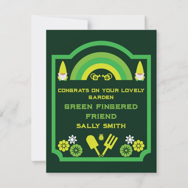 Head Garden Gnome Gardener Card (Front)
