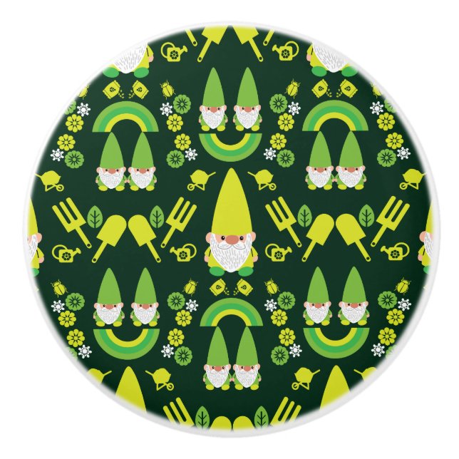 Head Garden Gnome Gardener Ceramic Knob (Front)