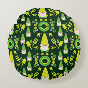Head Garden Gnome Gardener Round Cushion