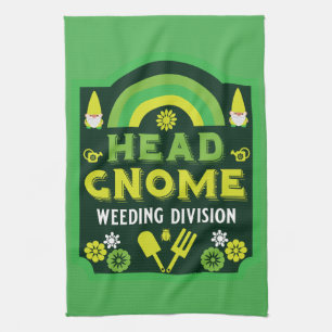 Head Garden Gnome Weeding Tea Towel