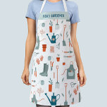 Head Gardener Apron<br><div class="desc">A fun pattern featuring gardening tools. Text reads Head Gardener and can be changed to anything you like! Original art by Nic Squirrell.</div>