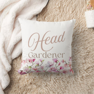 Head Gardener Elegant Script Floral Cushion