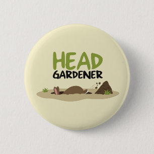 Head Gardener Illustration 6 Cm Round Badge