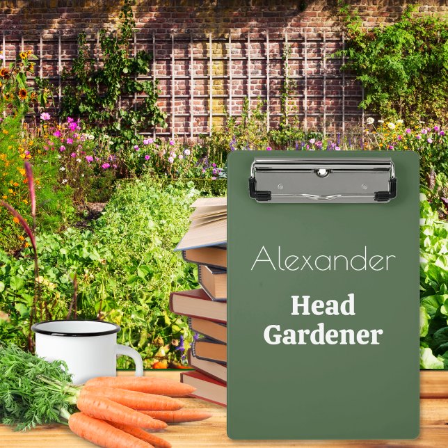 Head Gardener Novelty Personalised Gardening Small Mini Clipboard (A mini clipboard for gardeners, with amusing Head Gardener caption. An ideal novelty garden gift.)