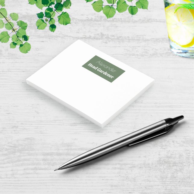 Head Gardener Personalised Novelty Garden Themed Post-it Notes (Personalized post-it notes for garden lovers, with a modern design and 'Head Gardener' caption)