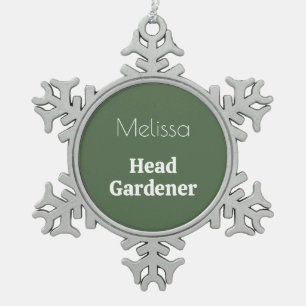 Head Gardener Personalised Novelty Garden Themed Snowflake Pewter Christmas Ornament