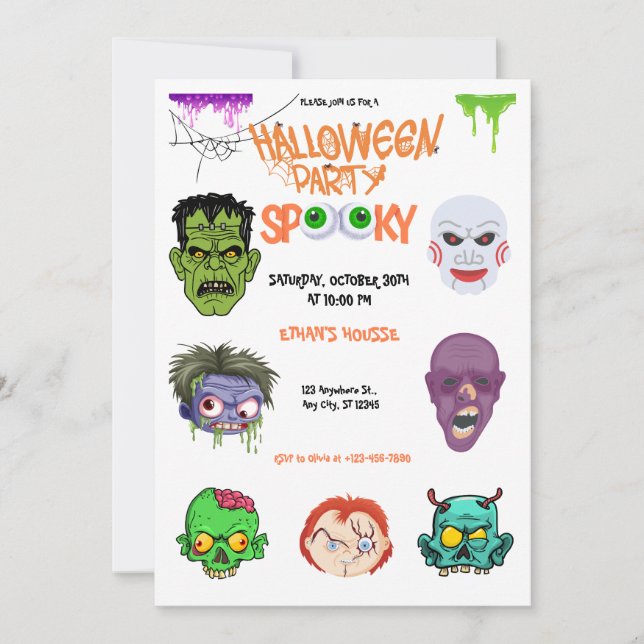 Head Horror Halloween Party  Invitation (Front)