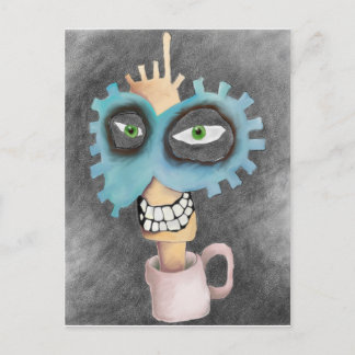 head in a cup. postcard