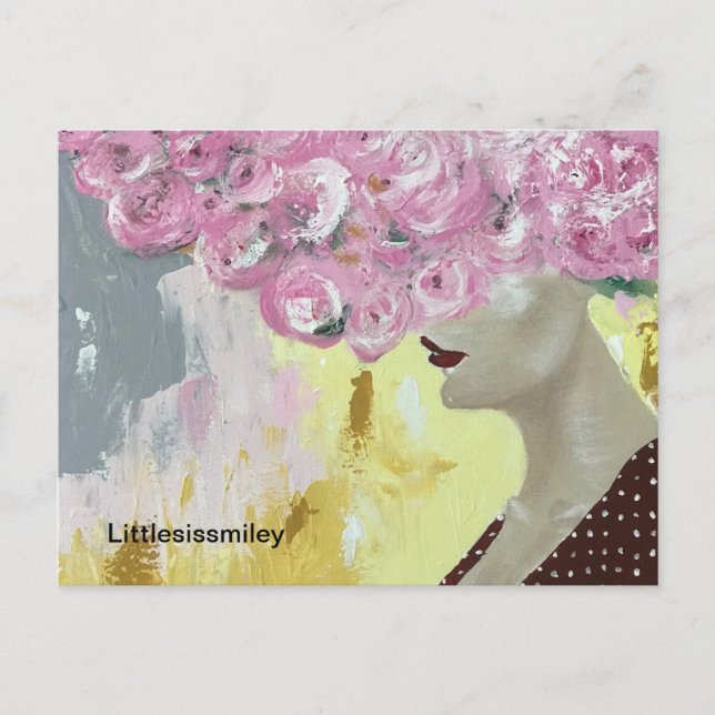 Head in a rose cloud woman  postcard (Front)