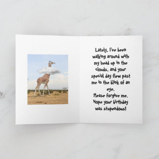 HEAD IN THE CLOUDS - BELATED BIRTHDAY CARD