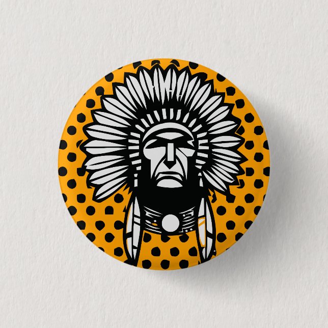 Head indian 3 cm round badge (Front)