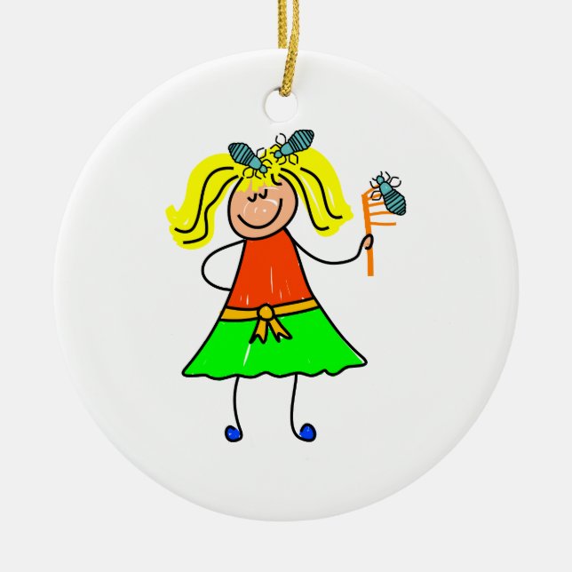 Head Lice Kid Ceramic Ornament (Front)
