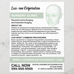 Head Model, Plastic Surgeon, Plastic Surgery Flyer