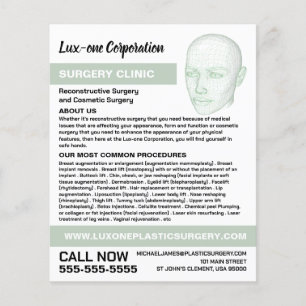 Head Model, Plastic Surgeon, Plastic Surgery Flyer