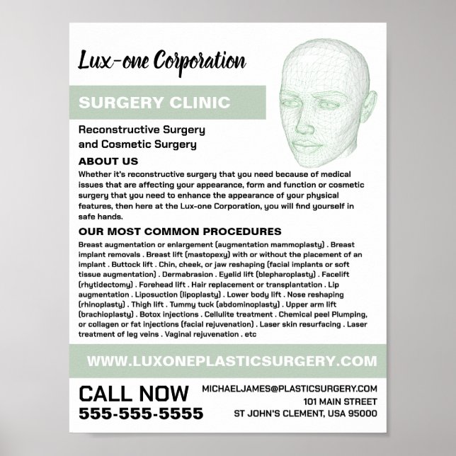 Head Model, Plastic Surgeon, Plastic Surgery Poster (Front)