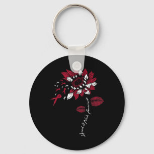 Head Neck Cancer Awareness Burdy White Ribbon Key Ring