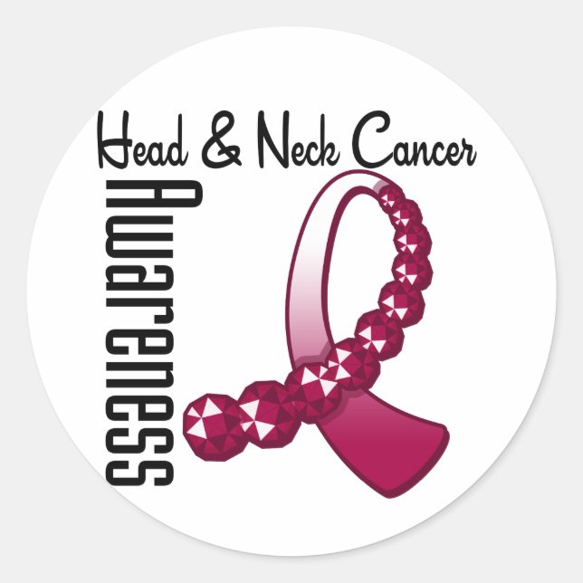 Head Neck Cancer Awareness Gemstone Ribbon Classic Round Sticker (Front)