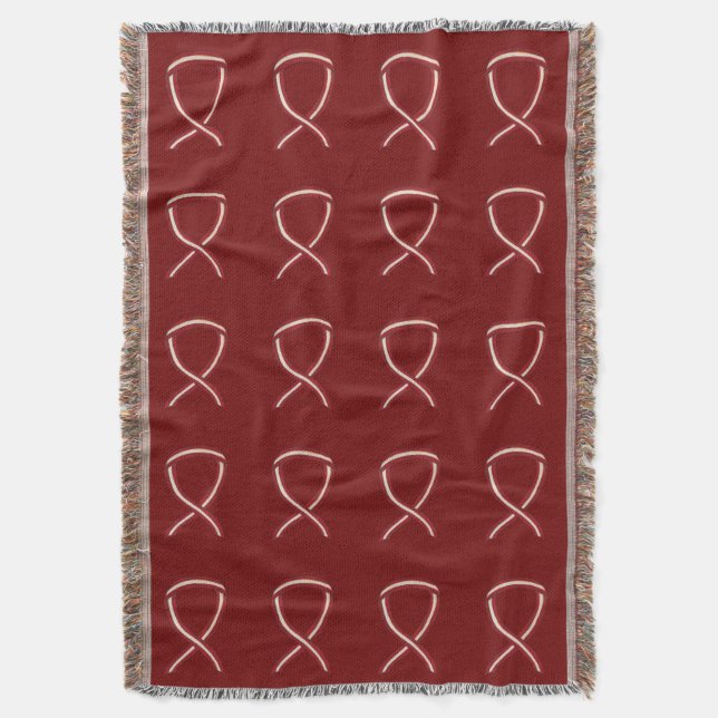 Head & Neck Cancer Awareness Ribbon Throw Blankets (Front Vertical)