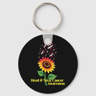 Head Neck Cancer Awareness Sunflower Key Ring